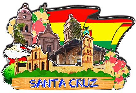 Kühlschrankmagnet, Motiv: Santa Cruz, Bolivien, 3D, klassische Holz-Kühlschrankmagnete, Wahrzeichen, handgefertigt, Handwerk, Reise, Souvenir, Geschenk, Sammlung, Dekoration, 1047