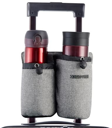 CCSOFTIME Handy Luggage Travel Cup Holder,Multifunction Suitcase Cup Holder,Suitcase Drink Holder with Difference Height,Drink Beverage Caddy for Flight Attendant Traveler-Essential-Grey