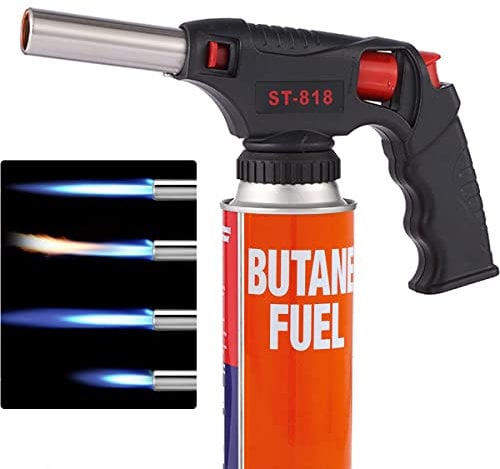 Blow Torch Head,XWFEU Kitchen Butane Torch Professional Culinary Cooking Chef Torch Head Adjustable Flame Gas Flamethrower for Creme Brulee BBQ Camping Crafts Metal Welding(Gas Canisters Not Included)