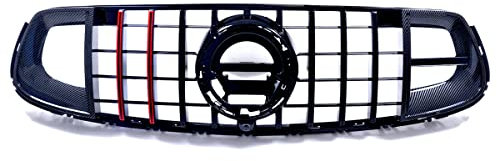Kühlergrill Schwarz Rot + Carbon kompatibel für Mercedes GLC X253 ab 2019 auf Evo Panamericana GT DM Autoteile 2874