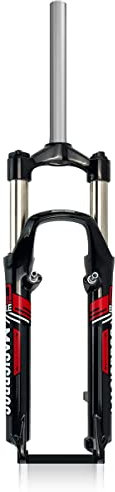 TISORT 26 Zoll MTB Federgabel Federweg 100mm 1 1/8 Zoll Canti Sockel V-Brake 9 Mm QR-Stütze/Scheibe 28,6 Mm Gewindeloser Gabelschaft(Black red)
