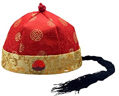 Chapeau chinois pour adulte et enfant - Accessoire traditionnel pour costume d'empereur - Cadeau de Nouvel An, Rouge, Taille M