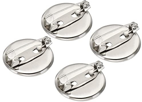 sourcing map 50 Stück Brosche Basis 19mm Broschennadeln Sicherheitsnadeln Anstecknadeln zum Basteln mit Löchern für Ausweise Namenskarten Tags DIY Schmuck Handwerk Silber Ton