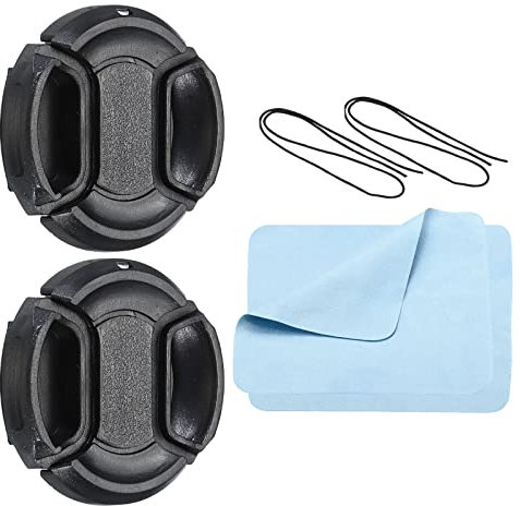 PATIKIL Camera Lens Cap, 2 Pack Center Pinch Front Lens Cover with Cap String/Microfiber Cloth for 40.5mm Thread Universal DSLR Lenses for Nikon, for Fujifilm, for Pentax, for Leica