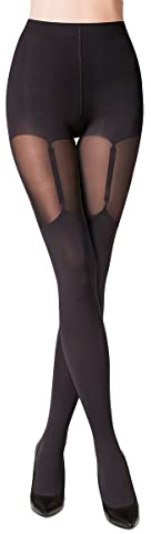 Selente Lovely Legs Collant pour femme, partiellement en porte-jarretelles, différents modèles, 20-60 deniers, fabriqué en UE, S