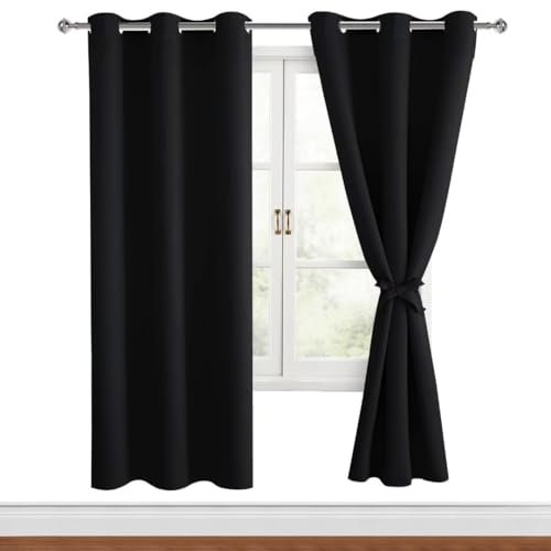 Hiasan Verdunklungsvorhänge Gardinen mit Ösen,Schwarz Blickdicht Vorhänge,Halloween Vorhang,2 Stück,117 x 228 cm (Breite x Höhe),weiche Schiebevorhänge für Schlafzimmer,Wohnzimmer usw.