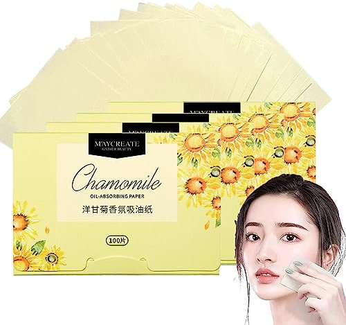 ZEACCT 4 Stück Gesichts-Löschpapier Grüntee Ölabsorbierende Blätter für Männer Frauen 400 Stück Gesichtsöl Blotting Paper, Gesicht Blotting-Papiere Face Oil Blotting Papers Öl-Löschpapier, Kamille