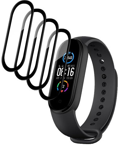 Fyqzio [4 Piezas Protector de pantalla compatible con Xiaomi Mi Band 4/5,sin burbujas,antiarañazos,3D Cobertura Completa,HD TPU Protección de películas
