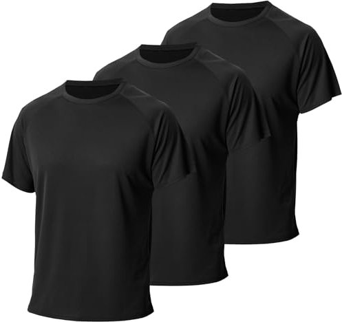 LANBAOSI 3 Pack Men's Mesh Running T-Shirt Quick Drying Short Sleeve Shirt Sun Protection Wicking Cool Athletic Training Tops