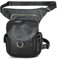 Herren Canvas + Leder Motorrad Reiten Tasche Beinbeutel Beintasche Außenbeintasche Hüfttasche Drop Leg Tasche FB211-8 (X-9938 Schwarz -100% Leder)