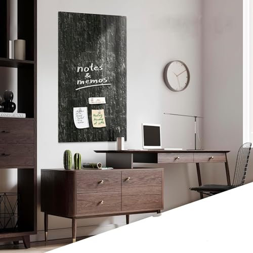 KARAT Glas Magnettafel schwarz 46x91cm inkl. 3 Magnete & Montagezubehör 4mm dick Whiteboard aus Sicherheitsglas, Magnetboard magnetische & beschreibbare Memoboard, Magnetwand für Küche & Büro