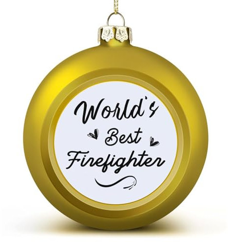 World's Best Firefighter Weihnachtskugel, Ornament, Feuerwehrmann, Geschenk, Weihnachtsbaum, Anhänger, hängende saisonale Feiertagsdekoration für Zuhause, Bauernhaus, Weihnachtsdekoration