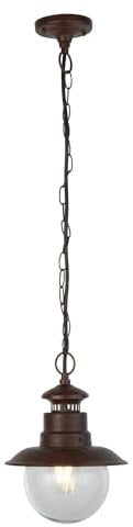 Licht-Erlebnisse Außenleuchte IP44 Braun antik Ø 21,5 cm klein E27 Glas Metall Maritim Pendelleuchte außen Haus Hängelampe Vordach