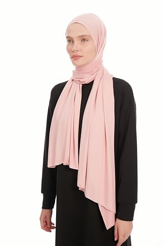 Jersey Hijab Scarf for Women – Bubblegum Jersey Hijab Scarf Muslim Headscarf – Long Muslim Accessories Headscarf Shawl - Islamic Hajib Headwrap Scarves Solid Color - Ramadan Head Wrap (Bubblegum)