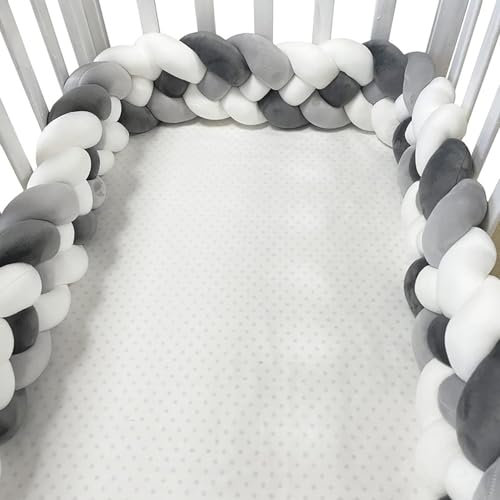 PTKG Bettschlange Geflochten Kopfschutz, Geflochtenes Seitenschläferkissen Zierkissen Geflochten,Babybett Umrandungen Bequem Zierkissen Nestchenschlange,Nestchenschlange Geflochten,A04,3.5m