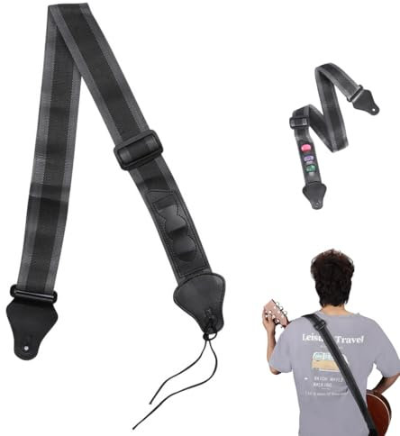 SULIUDAJI Tracolla Chitarra, Tracolla Elettrico, Tracolla Per Chitarra Intrecciata Regolabile Tracolla Chitarra Elettrica Con 3 Tasche Per Plettri Tracolla Chitarra Per Chitarra Western Chitarra Elett