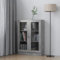 Willood Vitrinenschrank Bücherschrank Aktenschrank Büroschrank Vitrine Schrank Bücherregal Sideboard Betongrau 82,5x30,5x115 cm Holzwerkstoff