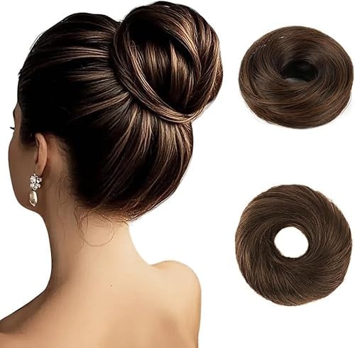XFSRG Dutt Haarteil Mit Gummiband Haarverlängerung Mädchen Haarteile Für Dünnes Haar Synthetisches Haarteil Haarreifen Zopf Geflochten Haarextension Geeignet für Hochzeiten Partys(A)