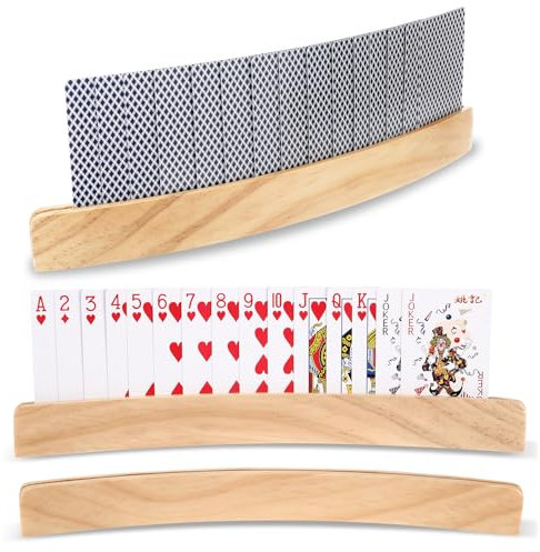 Farerkass 2 Pezzi Porta Carte da Gioco in legno, Porta Carte per Bambini e Adulti, 33 cm Reggi Carte Portacarte da Gioco in Legno, Supporto per Carte da Gioco per Bambini, Anziani, Adulti, Disabili