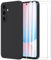 MOONESS Cover per Samsung Galaxy S24 FE 5G (6.7) Custodia,Con 2 Pellicola Vetro Temperato Morbida Sottile Liquid TPU Case - Nero