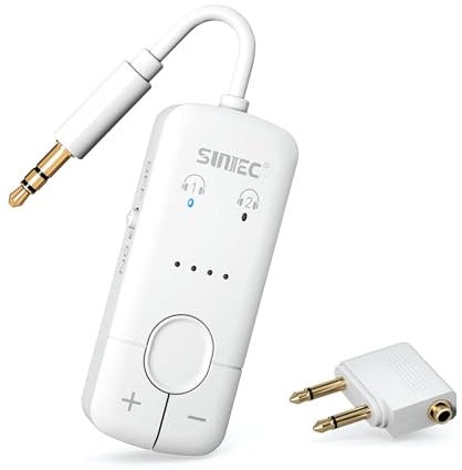 SUNITEC Airplane Bluetooth 5.3 Adapter, Airfly Dual Connection Airplane Headphone Adaptor, Support APTX Low Latency, Bluetooth 3.5mm AUX Transmitter for TV, Travel,Airlink,Gym,Tablets,Airpods