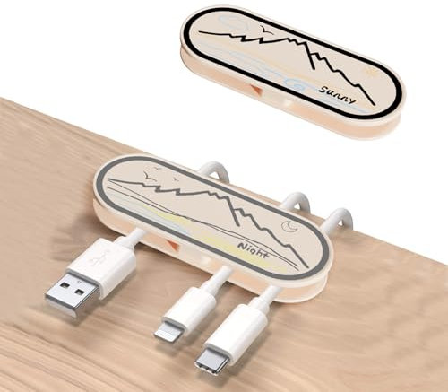 DiyGody Cute Cable Clips Cord Organizer, Self Adhesive Cable Management 2 Packs Cable Organizer Cord Holder for Office Home Car and Desk (Brown Mountain)