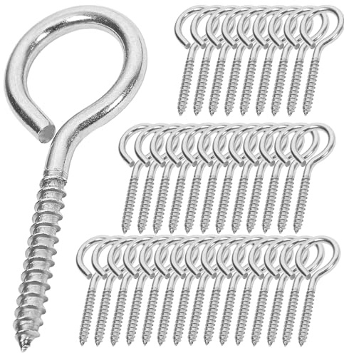 ACCZIO 40 Stück 2.75 Zoll Schraubaugen M4 304 Edelstahl-Augenmuttern, Hochfestigkeits-Schrauben, Augenhaken-Schrauben, Innenseitig & Außenseitig Verwendung (40, M4-2.75inch)