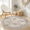 GENIMO Vintage Teppich Rund 160cm, Waschbare Teppiche, Boho Runder Teppiche, rutschfest Carpet, Bedruckter Teppich Schlafzimmer, Kinderzimmer, Beige