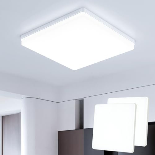 Kuwork Deckenlampe LED Deckenleuchte Flach: 30x30CM 6500K Küchenlampe Lampe Decke 48W, 4800LM LED Lampen Deckenlampen für Wohnzimmer, Badezimmer, Schlafzimmer, Küche, Flur,Büro (Pack of 2)