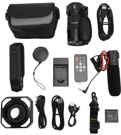 Caméra vidéo 4K avec écran tactile IPS de 3,5 pouces, zoom 30x, anti-secousses, enregistreur vidéo avec microphone externe, pare-soleil