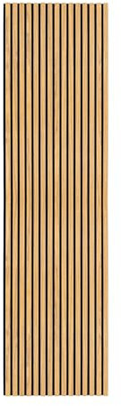 Acoustic Slat Wall Panel Oak Luxury 3D Wood Veneer Modern Decorative Feature Media Slatted Panelling Interior Wall Or Ceiling 2400 x 600mm Felt Backing Sound Absorbing Easy Installation Fixing Kit