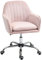 HOMCOM Schreibtischstuhl Höhenverstellbarer Bürostuhl Drehbar Homeoffice Stuhl mit Rücken- und Armlehne Samtoptik Schminktisch Stuhl für Arbeitszimmer, Rosa