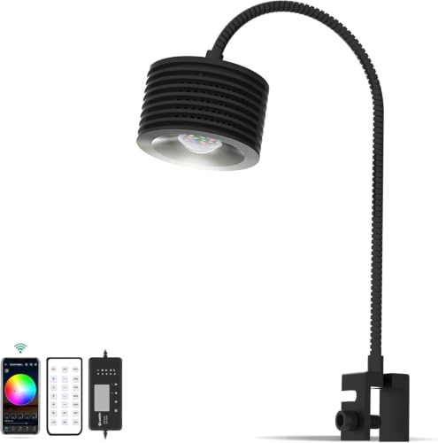 Lominie Aquarium LED Beleuchtung,Clip On Aquarium Lampe | Aquarium Licht 6500K mit Schwanenhals,Vollspektrum Nano Aquarium Lampe mit Zeiteinstellung,für 20–45CM Aquarien(Süßwasser)