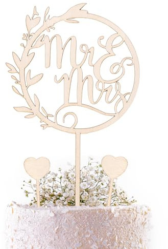 Mr & Mrs Deko Hochzeit Hochzeitstorte Deko, 2 Herz Cake Topper Hochzeit zum Beschriften, Bußgeld Hochzeitstorte Deko Geeignet für Heiratsantrag Verlobung Jahrestag