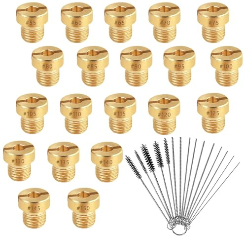 LAINIKE 20 Stück M6 Vergaser Düsen Hauptdüsenset Satz Vergaser Düsen Set mit 15 Reinigungsnadeln Hauptdüsen 55 60 65 70 75 80 85 90 95 100 105 110 115 120 125 130 135 140 145 150 für Roller Motorrad