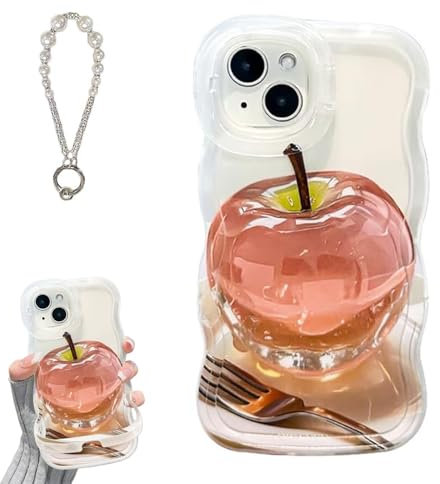 For Apple Pattern Transparent Phone Case for iPhone, Cute 3D Soft Tpu Silicone Rubber Case for iPhone 12 13 14 15 16 Pro MAX (13 Pro,White)