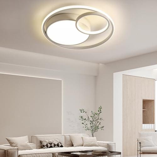 JDONG LED Deckenleuchte 50CM Rund Deckenlampe Weiß 54W Wohnzimmerlamp Dimmbar mit Fernbedienung 3000-6500k Farbtemperatur Stufenlos Einstellbar Deckenbeleuchtung für Schlafzimmer Esszimmer