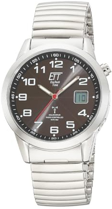 ETT Eco Tech Time Radio Solar Men's Watch Analogue with Digital Date with Stainless Steel Drawstring EGS-11712-22Z