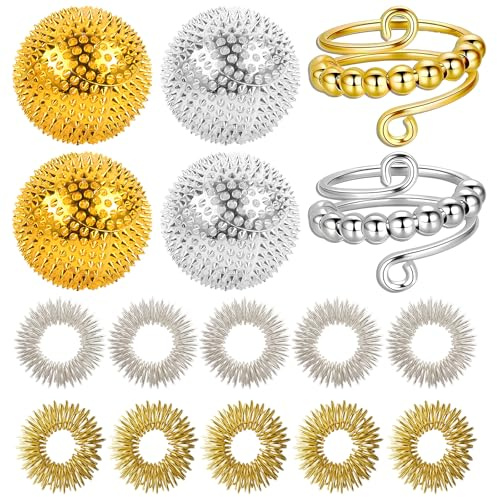 16-Teiliges Skills Set, Akupressur Ring, Massagebälle und Akupressurringe für Stressabbau, Entspannung und Schmerzlinderung,Skills Borderline,Massage Set, Ideal für Büro, Reisen und Zuhause
