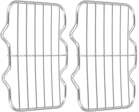 sourcing map 2Pcs Rectangle Rack, 4.8 x 4.5 Stainless Steel Wire Cookie Rack Grill Grate Cross Wire Barbecue Grill for Cooking, Roasting, Grilling, Drying, Oven, Silver