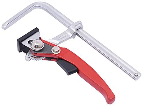 2 Stück Hebelzwinge Ganzstahl - Ratschenklemme 160mm, Einhand-Schnellspanner als Tischzwinge für Schleifen, Schneiden & CNC