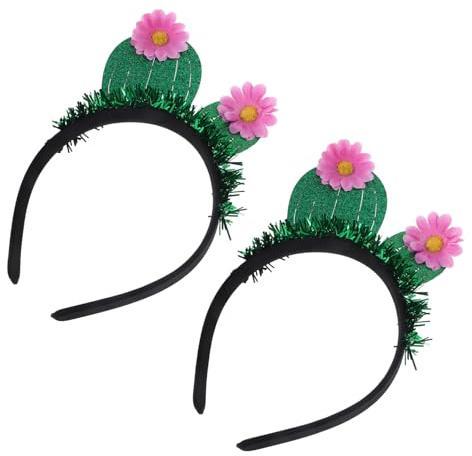 Kaktus Haarreif für Damen 2stücke Glitzer Grün Halloween Feier