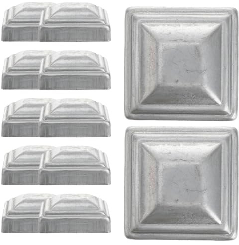 Metall Zaunpfostenkappen 12 Stück Pfostenkappe 60x60 für Zaun | Eisen Silber, Glattkantig und Leicht zu Montieren, für Zaunpfosten und Geländerstangen