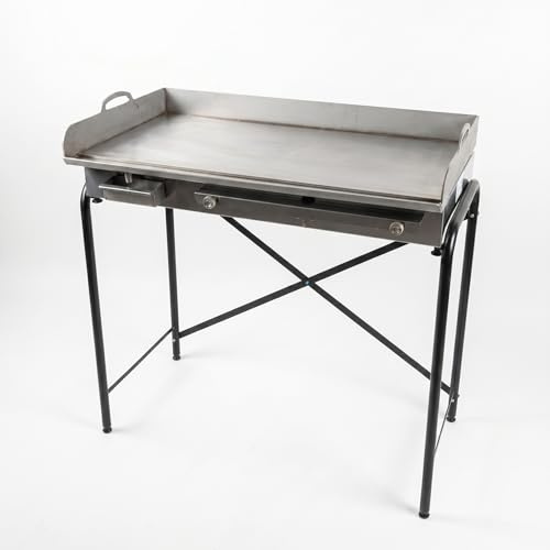Yelloo - Griglia mod. INOXLINE 1000 100x60 cm con piastra liscia in acciaio inox AISI430, BBQ barbecue a Gas con due fuochi