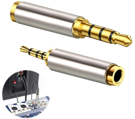 Stalora 2 adaptadores de jack, 2,5 mm a jack de 3,5 mm y jack de 3,5 mm a conector jack de 2,5 mm, divisor de audio para auriculares, auriculares de audio, micrófonos