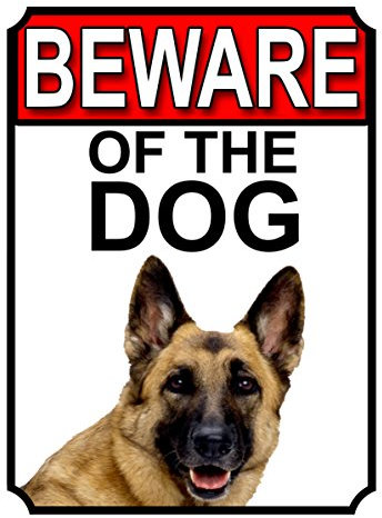 Shawprint BEWARE OF THE DOG METAL GATE SIGN GERMAN SHEPHERD 200MM X 150MM (1134H1)