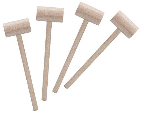 Juego de 4 mazos de madera para cangrejo, martillos de langosta, galletas de marisco, madera de haya