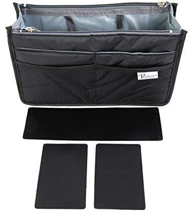 Periea 'Chelsy' Premium Handbag Organiser Insert: Structured Travel Pouch for Tote Bag, Purse Insert for Efficient Bag Organisation - Large, Black
