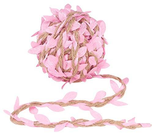 Soleebee 10M Canapa Naturale Iuta Spago Tela Foglie Trim Nastro, Perfetto Decorato Vite per Mestiere Fai da Te Festa di Nozze Decorazione del Giardino di Casa (Rosa)