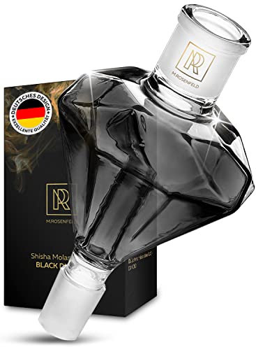 Cristal colector de melaza Chicha DIAMANTE NEGRO - Se adapta a todas las cachimbas con corte de 18/8, vidrio de borosilicato negro extra endurecido - accesorios shisha